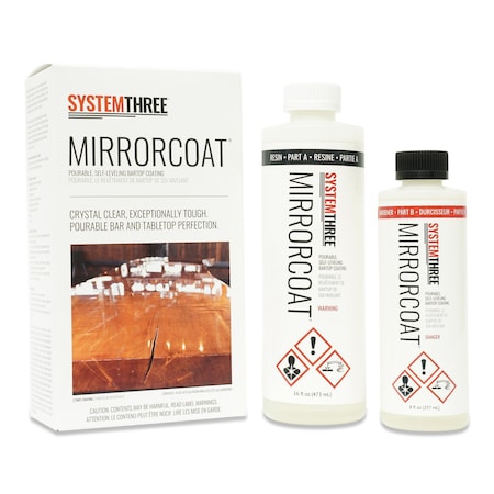 System Three Resins Mirror Coat BarTop Epoxy Resin Coating, 1.5 Pint Kit, Clear 0500K40